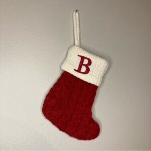 4/$10 - Mini Knit Red & White “B” Christmas Stocking